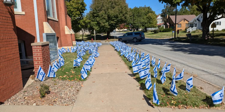1200 flags outside of First Presbyterian Church in Washington.