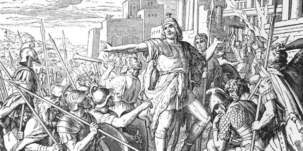 Dated black and white illustration of the Maccabees