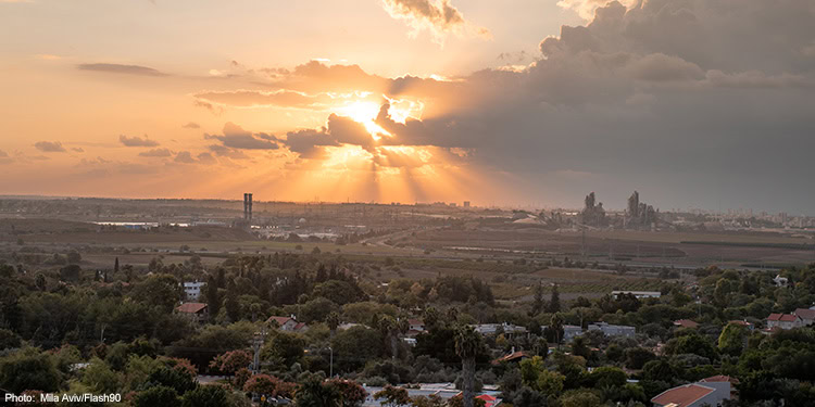 A sunset over Tel Aviv Metropolitan Area.