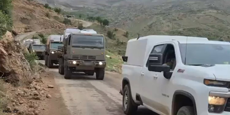 Vehicles carrying vital aid to Christian and Druze communities who have recently suffered violence and attacks in Syria.